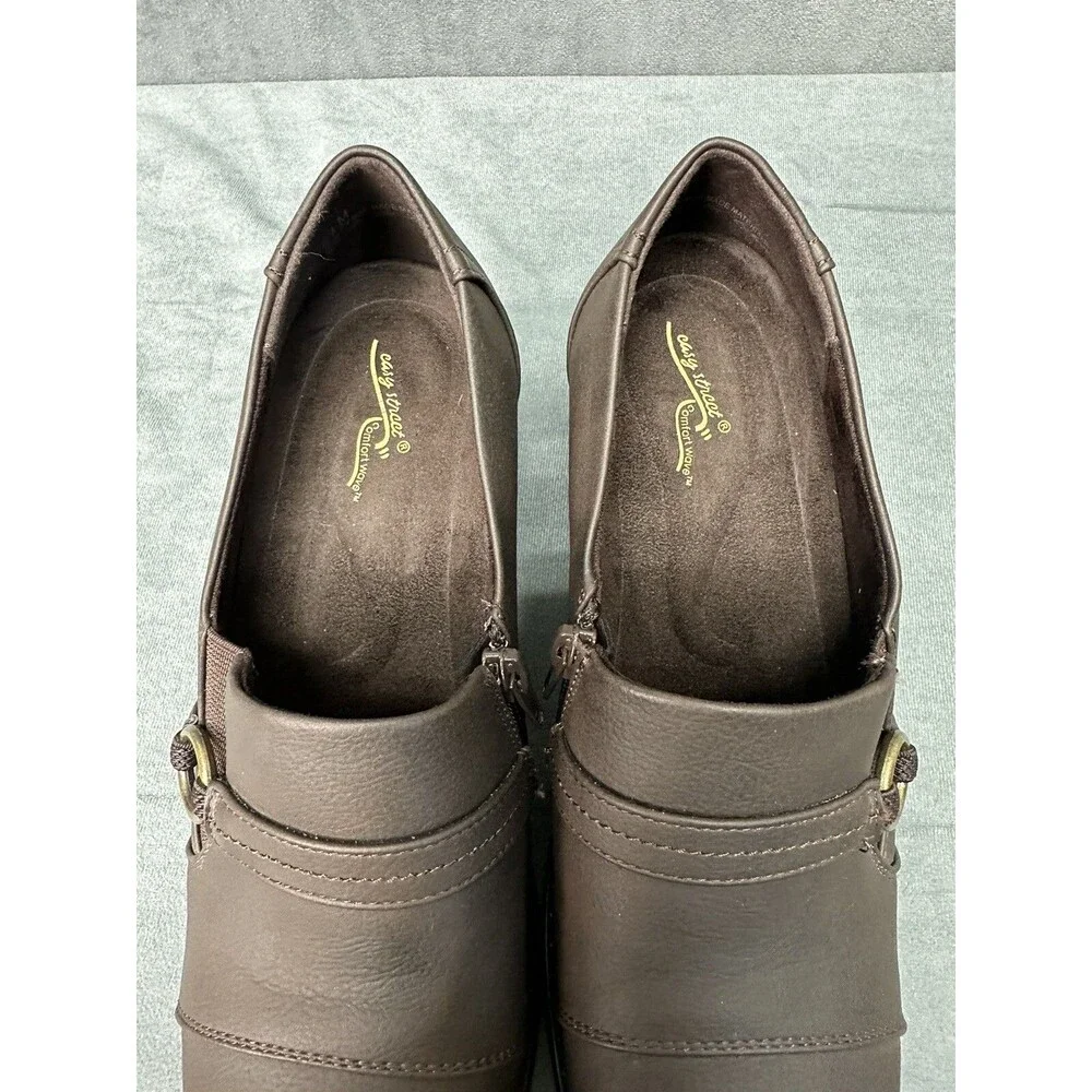 Easy Street Womens LUKA Faux Leather Zipper Block Heel Shooties Shoes Womens 9.5